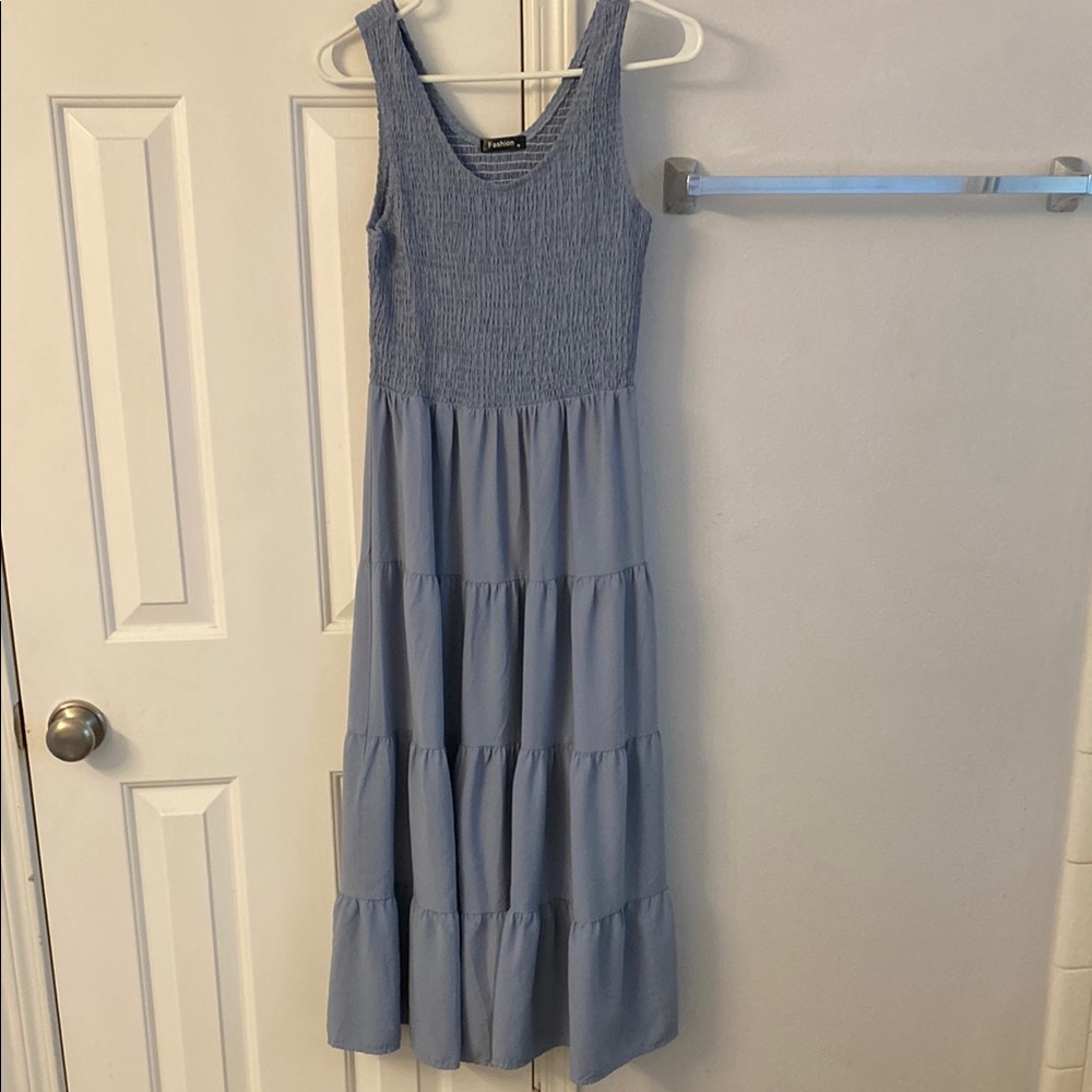 Blue Tiered Maxi Dress